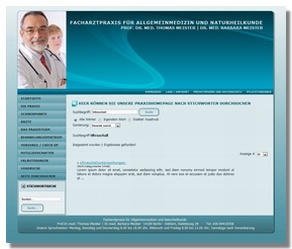Praxishomepage Suchfunktion