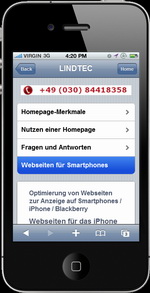 Mobile Webseite