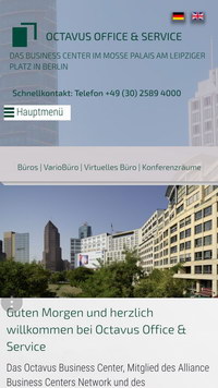 Mobile Homepage für Business Center