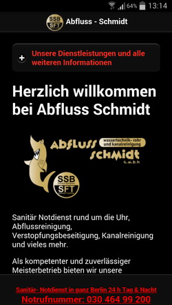 Homepage für einen Sanitärbetrieb
