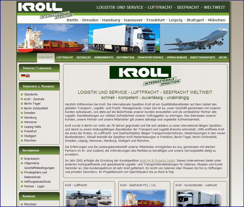 Unternehmenshomepage für eine Spedition