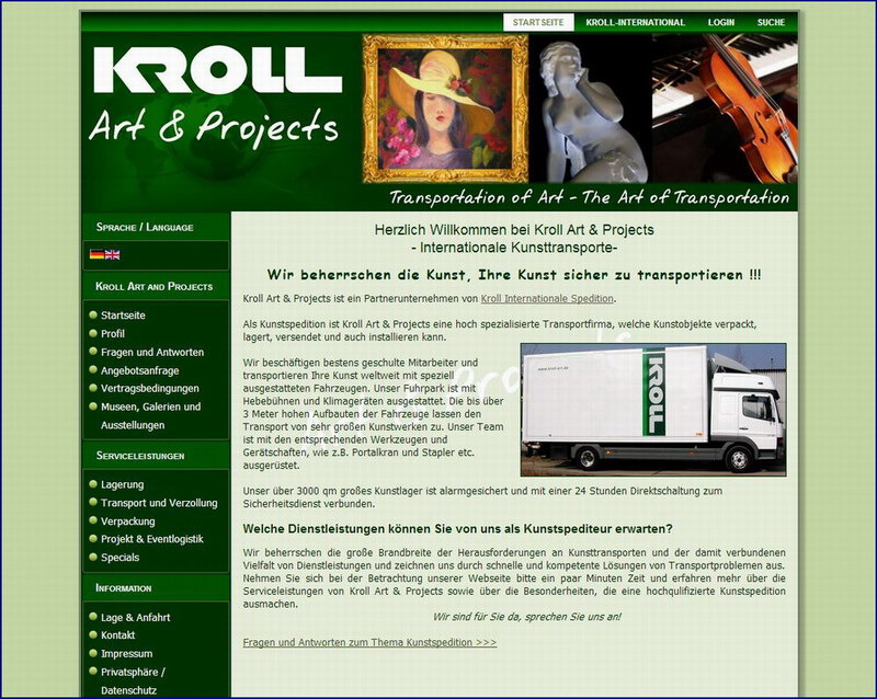 Unternehmenshomepage für eine Kunstspedition erstellen