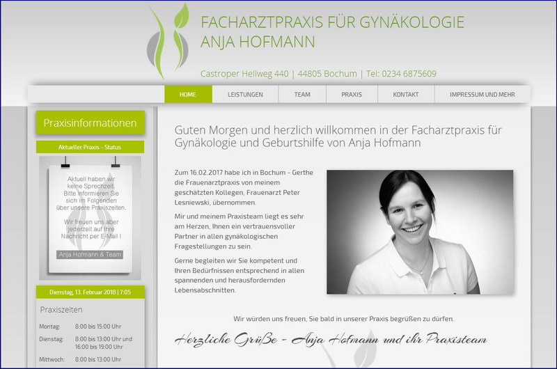 Praxishomepage für Gynäkologie