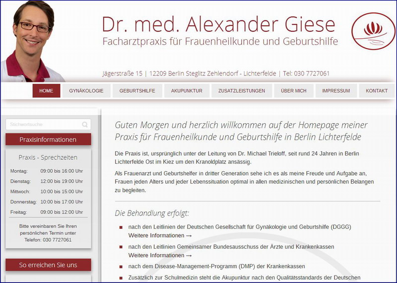 Praxishomepage für einen Gynäkologen erstellen